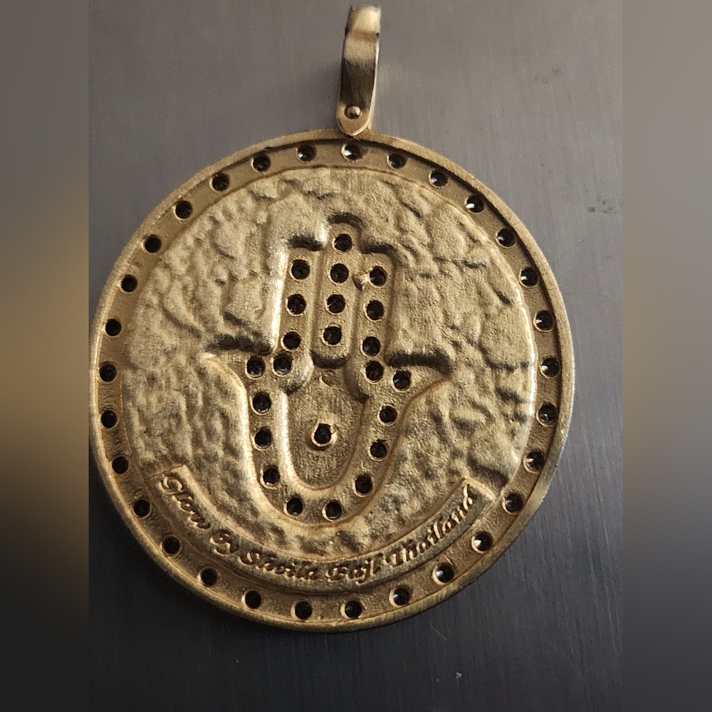 Gold Tone Hamsa Pendant with Crystals By SHELIA FAJL THAILAND - Picture 3 of 5
